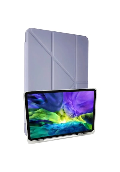 Newface - 738 - Apple iPad Uyumlu 10.2 8.nesil Kılıf Kalemlikli Mars Tablet Kılıfı - Spt-gld - - Lila