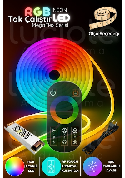 9 Metre Rgb Neon Led Set Megaflex - Asma Tavan & Gizli Işık Bandı Tak Çalıştır Kumandalı