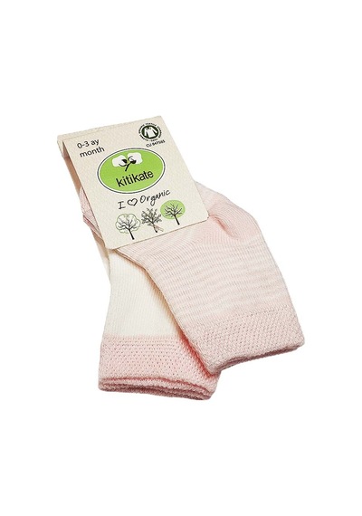 Kitikate Organik Bebek Çorabı 0-3 Ay Pembe 2 li "Karışık Renkli"
