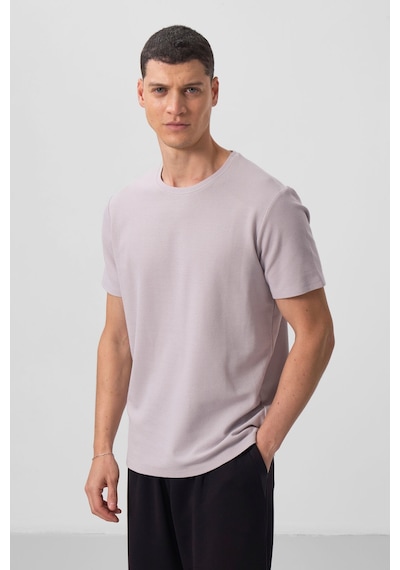 Tommy Life Taş Yüzeyi Dokulu Rahat Form Basic Erkek T-shirt - 88436 Taş