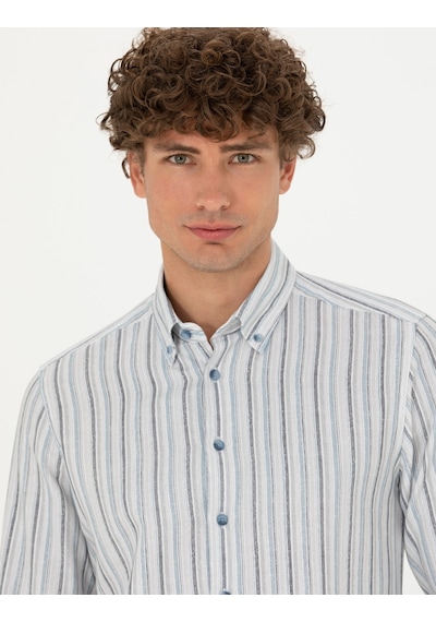 Pierre Cardin Erkek Mavi Desenli Gömlek 50275620-vr036 Mavi