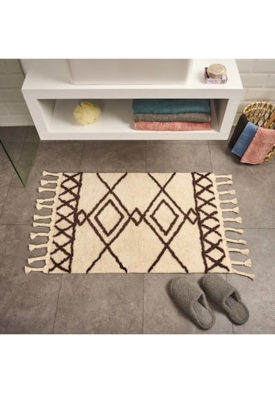 Soft Tufting Çiçekli Banyo Paspası - Ekru - 60x90 Cm Çok Renkli