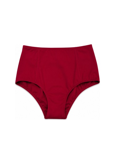 Büyük Beden Toparlayıcı Yüksek Bel Kadın Bikini Altı Kırmızı