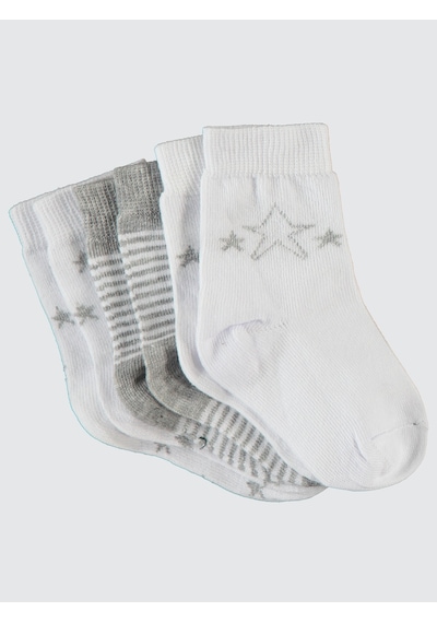 Civil Baby Erkek Bebek 3'lü Çorap Set 6-18 Ay Beyaz Beyaz