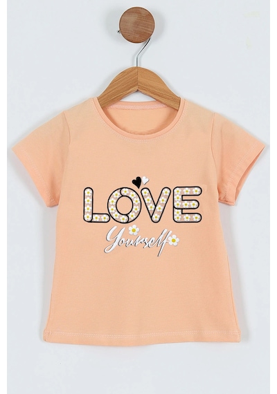 Hçm Kız Çocuk Tshirt Love Baskılı Bisiklet Yaka D28 Yavruağzı