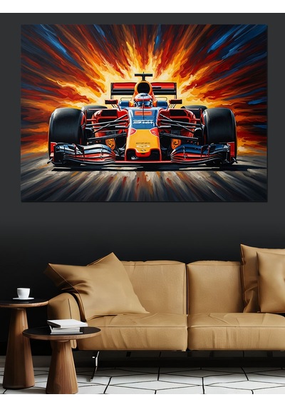Ahşap Tablo Yarış Pistinde Modern Formula Aracı İnsan Figürlü Tablolar