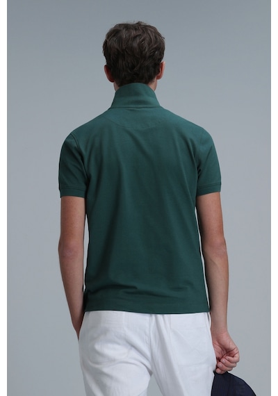 Lufian Erkek Polo Yaka T Shirt 111040164 Ördek Yeşil Koyu Yeşil