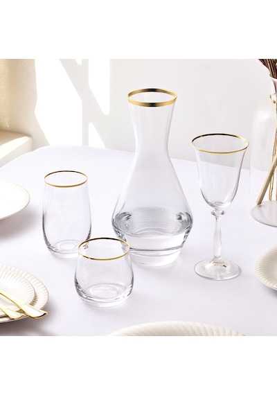 Evaliza Crystalite 2 Gold 37 Parça 12 Kişilik Su Seti Çok Renkli