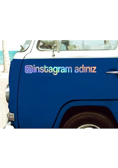 Kişiye Özel İnstagram Adresi Sticker - İnstagram Sosyal Medya Sticker - Araba Oto Motosiklet Karavan Sticker 00062 25 Cm