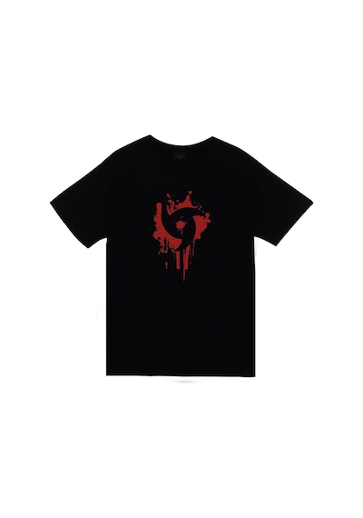 Mangekyu Sharingan Anime Baskılı Unisex %100 Pamuk Siyah T-shirt SIYAH