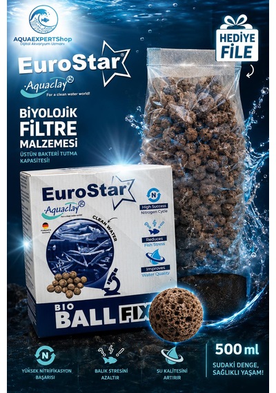 Eurostar Filtre Malzemesi - Aquaclay Biyolojik 500 Ml - Filtre Hediyeli - Çok Yüksek Bakteri Tutma Kapasitesi
