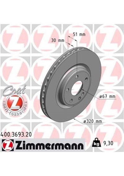 Zımmermann Fren Dıskı On Mercedes W176 W246 C117 X117 X156 Zımmermann 400.3693.20 A2464212612