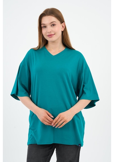 V Yaka Oversize T-shirt E24-742a-wn Petrol