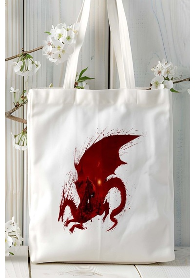 Art Hediye Dragon Age Baskılı Çanta Çift Taraflı Baskı Kişiye Özel Model 2 Çok Renkli