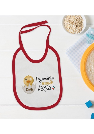 BK Kids Kişiye Özel Teyzesinin Minik Kuşu Tasarımlı Kırmızı Bebek Kırmızı