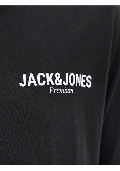 Jack & Jones Erkek Gögüs Baskili Sifir Yaka Kisa Kollu Tisört - Oscar - 12302469 Siyah