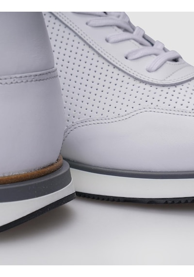 Cabani %100 Hakiki Deri Beyaz Bağcıklı Erkek Sneaker Beyaz