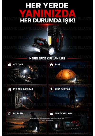 30 Parça Şarjlı Fener & Tamir Seti Güçlü Aydınlatma + Pratik El Aletleri
