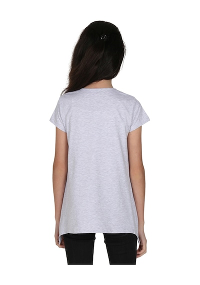 Toontoy Kids Toontoy Kız Çocuk Parfüm Nakışlı T-shirt Gri Melanj