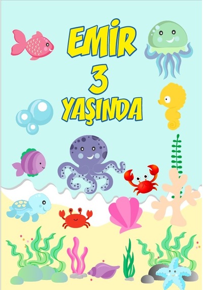 Su Altı Yaşamı Doğum Günü Afişi - 50x70 Cm