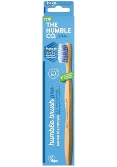 Humble Brush Pro Lıne Yetişkin Soft Mavi 0.01 İnceltilmiş Hegzagonal Fırça Kılları Açık Ahşap