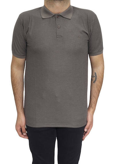 Erkek Santa Düz Spor Kesim Dar Kalıp Polo Yaka T-shirt Kahverengi