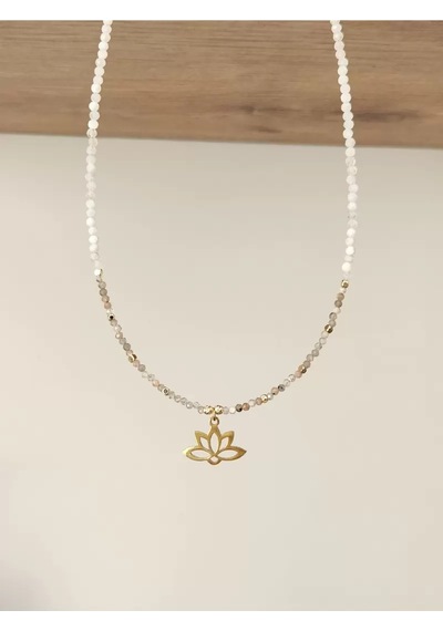 Aytaşı Ve Güneş Taşı Minimal Lotus Kolye Çok renkli