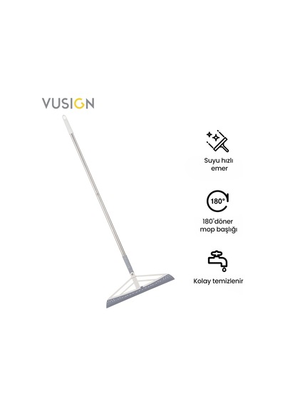 Vusıgn Sihirli Süpürge Silikon Başlıklı Çok Amaçlı Temizlik Çekçeği 34,5x90,5 Cm Ahşap Rengi