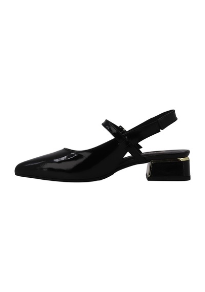 Albini Hakiki Rugan Deri Tokalı Slingback Kadın Topuklu Ayakkabı Alb26109519yr Siyah