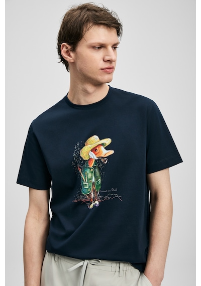 Lufian Duck Modern Grafik T- Shirt Lacivert Lacivert 111020292100200 Lacivert