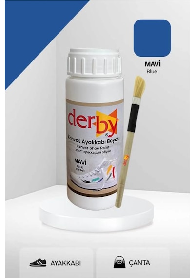 Derby Mavi Kanvas - Bez / Kumaş Ayakkabı Boyası 100 Ml Mavi