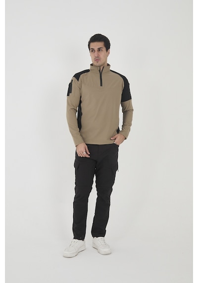 Camp Scoutland Camp138 Outdoor Tactical Su iticili Erkek Bej-Siyah Taktik Sweatshirt