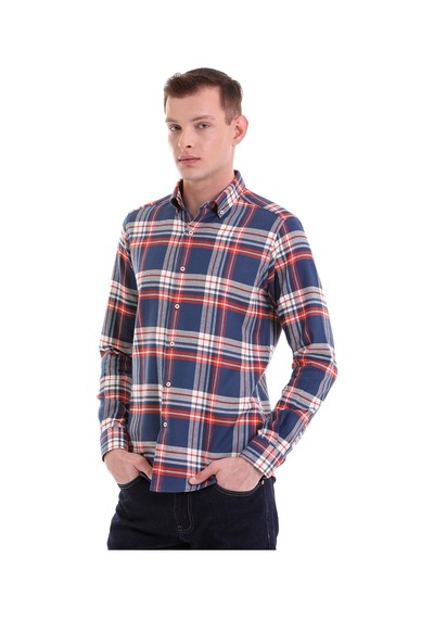 Hatemoğlu Lacivert Slim Fit Kareli 100% Pamuklu Düğmeli Yaka Uzun Kollu Kl Lacivert Hatemoğlu Lacivert Slim Fit Kareli 100% Pamuklu Düğmeli Yaka Uzun Kollu Kl Lacivert