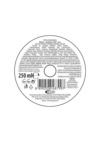 Nem Değerli Yağlar Yağı Nemlendirici Krem, 250 Ml
