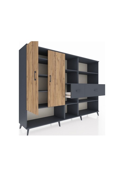 Hyperion Dolap 10 Raflı 2 Çekmeceli 2 Kapaklı 220x44x163 Antrasit-çam/antrasit Atlas Çam/antrasıt - Antrasıt Hyperion Dolap 10 Raflı 2 Çekmeceli 2 Kapaklı 220x44x163 Antrasit-çam/antrasit Atlas Çam/antrasıt - Antrasıt