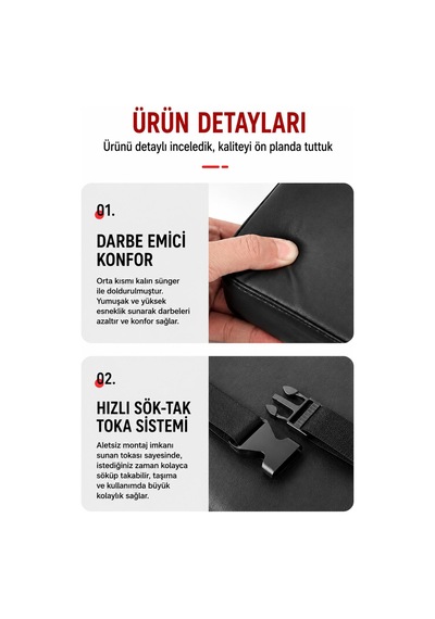 Valkyrie Bisiklet Arka Koltuk Minderi Sele Yastığı Kalın Sünger Hızlı Tokalı Arka Bagaj Sele Minderi Siyah