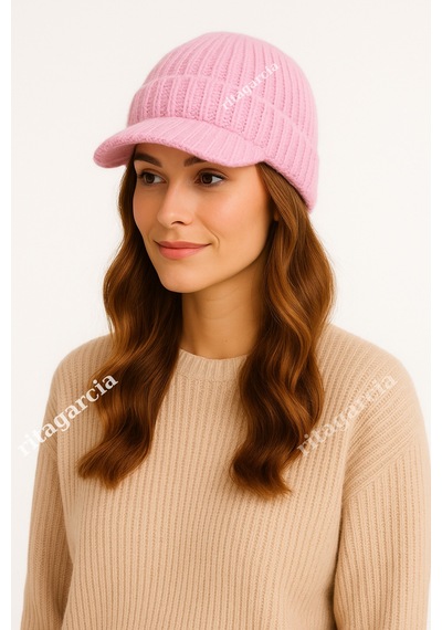 Ritagarcia Premium Soft Örgü Şapka / Bere - Siperli Kışlık Cap Şapka Pembe