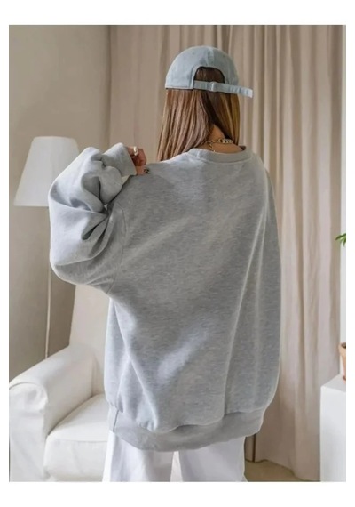 Suma Düz Bisiklet Yaka Gri Sweat