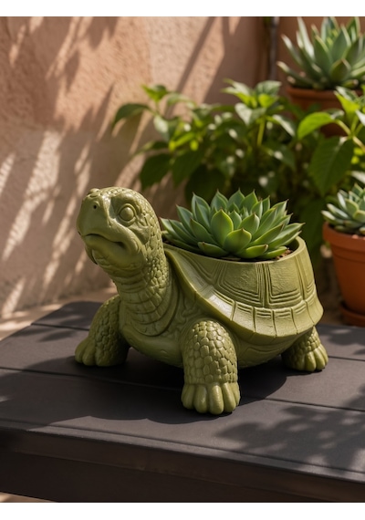 3d Tasarım Kaplumbağa Sukulent Ve Kaktüs Saksısı
