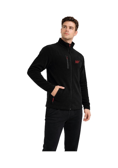 Walke Premium Erkek Tam Cepli Fermuarlı Outdoor Spor Polar Ceket Siyah