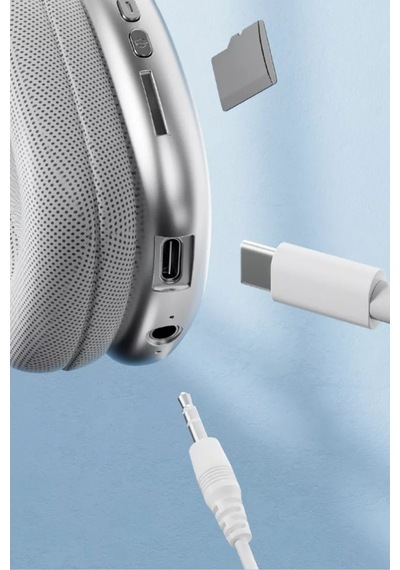 Thentech Kablosuz Uyumlu Bluetooth Gürültü Önleyicili Hi-fi Kulaklık Kaliteli Yüksek Ses Kulaklık Gri