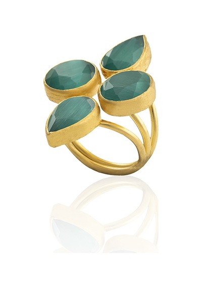Kadir Jewellery 22 Ayar Altın Kaplama Zirkon Taşlı Kadın Vintage Yüzük Ördek Yeşil 45192521