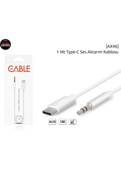 Subzero Ax46 Type-c To 3.5 Mm Aux Kablo 1mt Tak Çalıştır