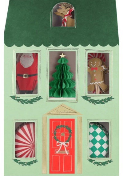 Meri Meri - Festive House Cupcake Kit - Yeni Yıl Evi Cupcake Kit 24'lü