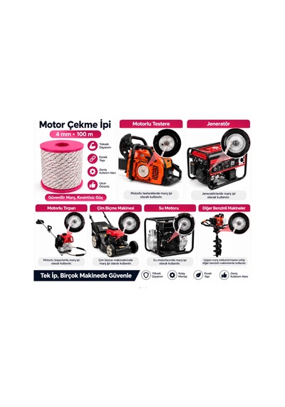 Algaride 4 Mm Motor Çekme İpi 100 Metre Motorlu Testere Jeneratör Motorlu Tırpan Çim Biçme Su Motoru Ve Benzinli Makineler İçin Starter Marş İpi