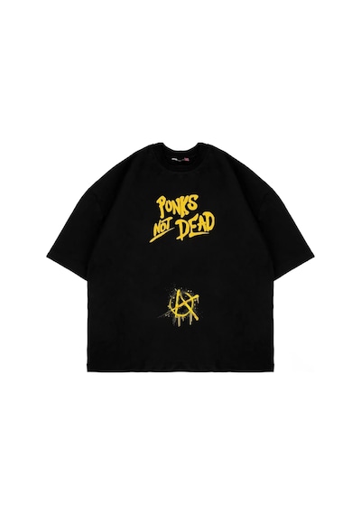 Startmore Punks Not Dead Sırt Baskılı Oversize Unisex Beyaz Siyah