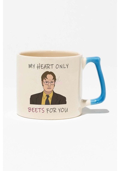 My Heart Only Beets For You Dwight Schrute The Office Baskılı Mavi Kulplu Modern Seramik Kupa MAvi