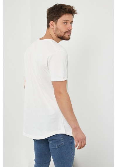 Tarz Cool Pis Yaka T-shirt Kırık Beyaz