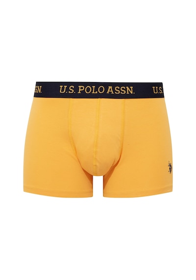 U.S. Polo Assn. - Erkek Sarı - Baskılı- Lacivert 3 Lü Boxer-Sarı - Baskılı- Lacivert