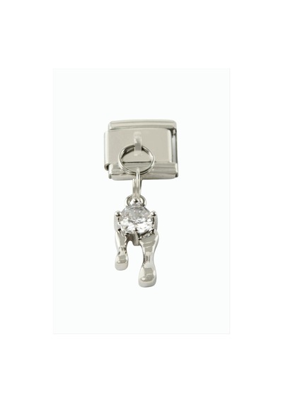 Zirkon Taşlı Sallatılı Çelik Charm Çok Renkli